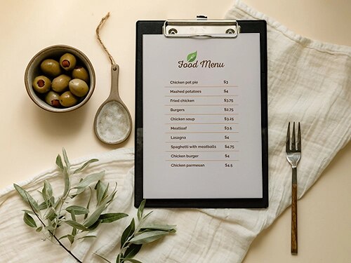 Menu mockups