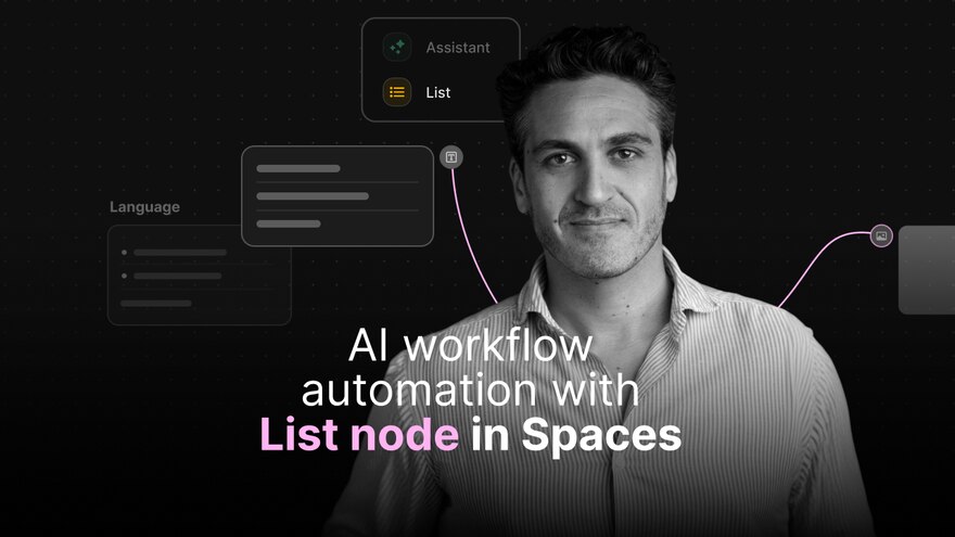 AI workflow automation with List node in Spaces
