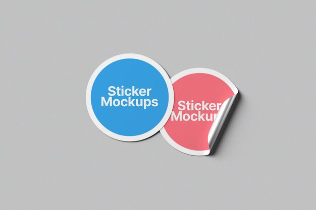 Round sticker mockups