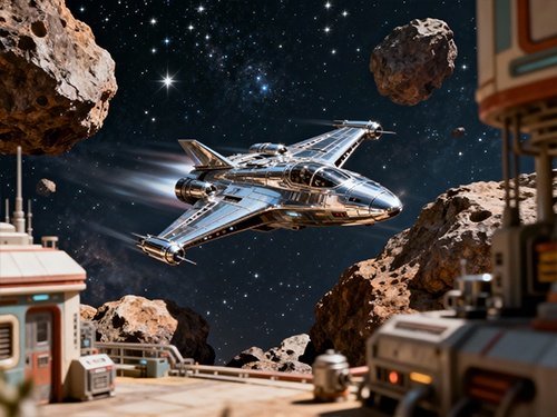 Generate a retro sci-fi scene