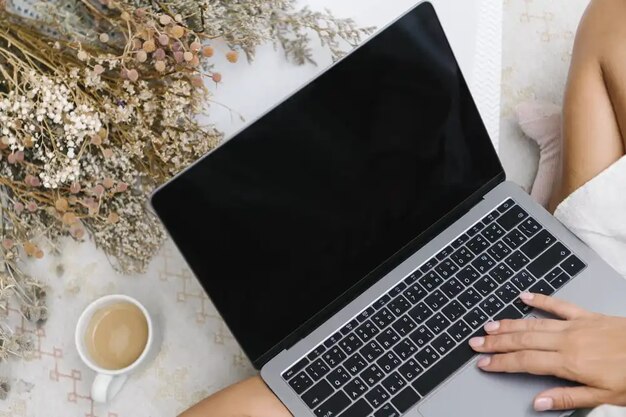 Woman using a laptop
