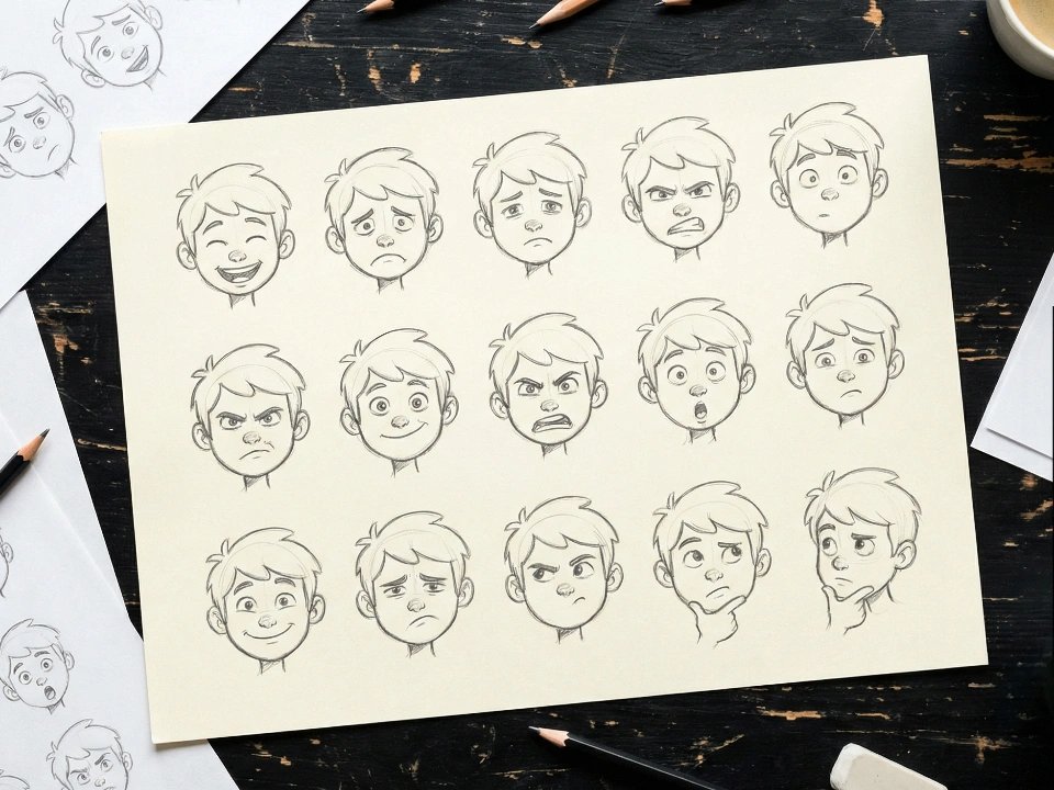 Design a character expression sheet